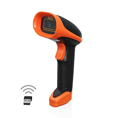 AMBIR BR200 Wireless/USB Barcode Scanner: Supports-1D,2D,PDF417, & QR barcodes. OS: Win, Mac, Linux, Android-Black/Orange - color: Black