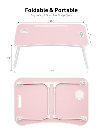 Ruxury Folding Lap Desk Bed Desk Laptop Table Tray, Breakfast Serving Tray, Portable & Lightweight Mini Table for Sofa Couch Floor - Pink - color: Pink