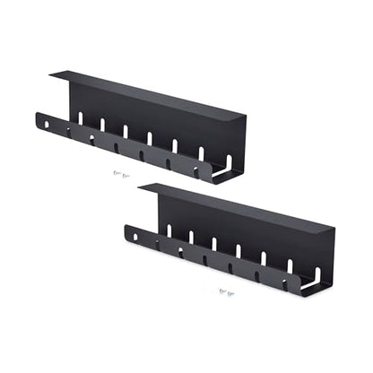 StarTech 2-Pack Under Desk Cable Management Tray (S2MB-Desk-Cable-Tray) | 42" Long (21" Per Tray), Screw-On, Metal Slotted Style Cable Organizer, Power Bar Holder, Black
