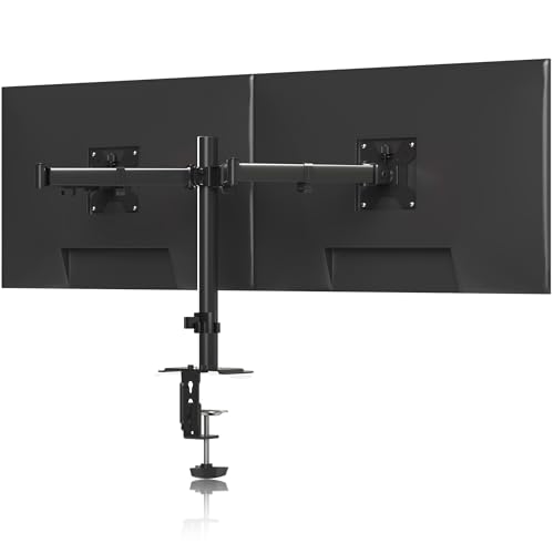 Pholiten Dual Monitor Stand for 2 Screens up to 42Inches - color: Black, size: Up to 42" Dual monitor mount