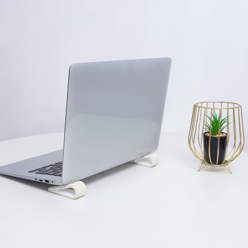 2pcs Adjustable Laptop Stands, White Plastic Notebook Computer Risers