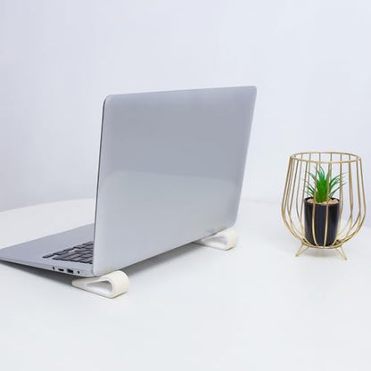 2pcs Adjustable Laptop Stands, White Plastic Notebook Computer Risers