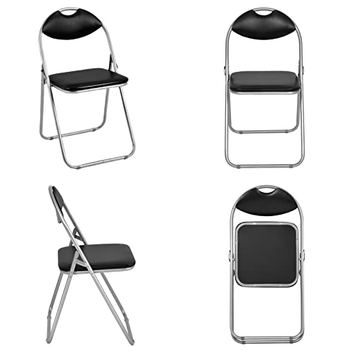 GIANTEX 6-Pack Folding Chairs Set - Waiting Room Chairs with Padded Seats and Carrying Handle for Desks Home Office Steel Guest Reception Party Poker Stackable Conference Chairs Pack of 6