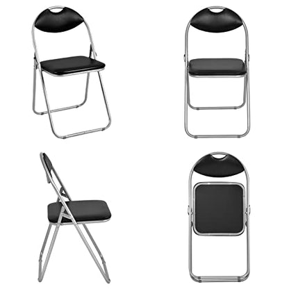 GIANTEX 6-Pack Folding Chairs Set - Waiting Room Chairs with Padded Seats and Carrying Handle for Desks Home Office Steel Guest Reception Party Poker Stackable Conference Chairs Pack of 6