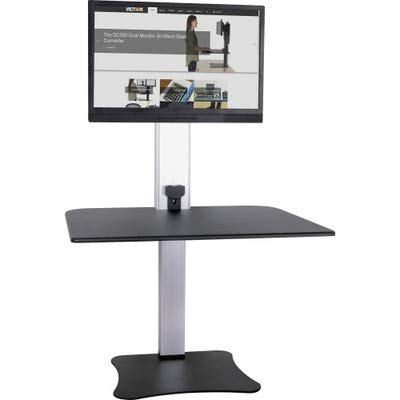 Victor High Rise Electric Sit-Stand Standing Desk Converter with Single Monitor Stand - Height Adjustable Office Desk Workstation for Home, 28" x 23" Work Surface, Black - size: Single Monitor