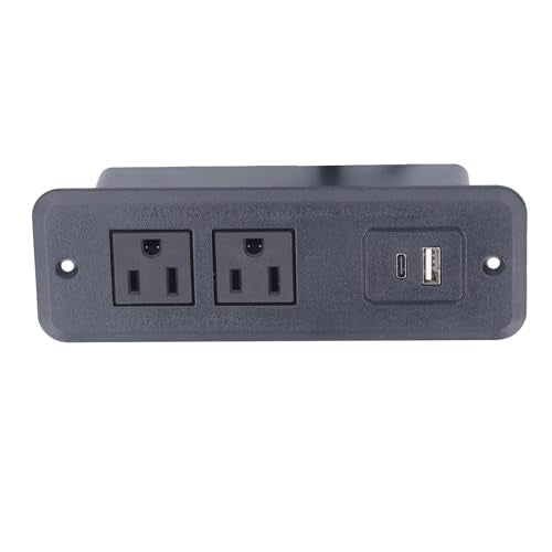 Intelligent Power Outlet with USB Type C, Fast Charging 20W, 2 Sockets, Fire Flush Mount Outlet for Office Desk, Home