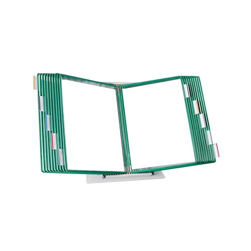 Tarifold Desktop Reference Organizer & Display System, 20 Double-Sided Pockets, 40 Sheet Capacity, Expandable, Durable Steel Wire Frames, Letter Size, Made in France, Green - color: Green, size: 20 Pockets