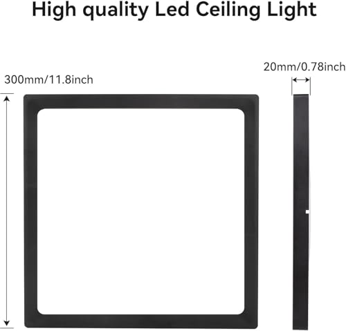 12Pack 12inch Square Black 3200LM LED Flush Mount Ceiling Light,28W White 6000K Slim Surface Mount Ceiling Light Fixture for Kitchen Bedroom Living Room - size: 12Pack-28W-12Inch-Square-Black
