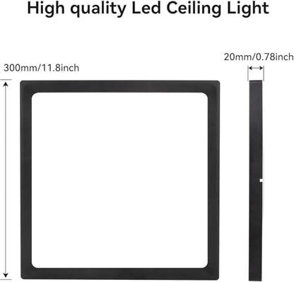 12Pack 12inch Square Black 3200LM LED Flush Mount Ceiling Light,28W White 6000K Slim Surface Mount Ceiling Light Fixture for Kitchen Bedroom Living Room - size: 12Pack-28W-12Inch-Square-Black