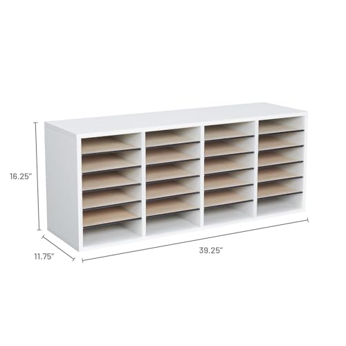 Safco Literature Organizer, 24 Compartments, Office and Classroom Mailbox with Adjustable Shelves, Wood Paper and Mail Sorter, White