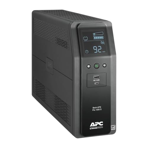 APC UPS 1000VA Sine Wave UPS Battery Backup & Surge Protector, Backup Battery Power Supply with AVR, (2) USB Charger Ports, BR1000MSR (Renewed) - size: 1000VA