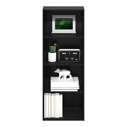 Furinno LUDER 4-Tier Book Shelf, Open Shelves Bookshelf, Blackwood | 9 x 15.6 x 41.7, Closed Back, Modern Bookcase, for Living Room, Bedroom, Home Office - color: Blackwood, size: 4-Tier