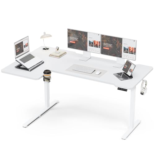 Acrolix L Shaped Electric Standing Desk, 71x43.5 Inch Reversible, White - color: White, size: 71
