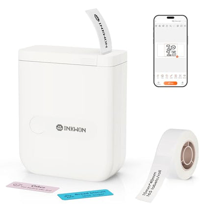 D110 Label Maker Machine with Tape, Bluetooth Mini Label Maker with Various Templates, Wireless Portable Small Label Printer for Home, Office, School, White - color: A-White