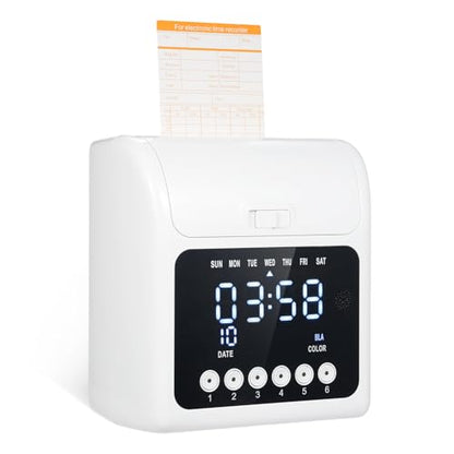 Employee Time Clock Machine System Attendance Recorder with 100 Cards 2 Ribbons Wall Mount Desktop Plug and Play for Small Business Office Factory Warehouse Retail (US Plug 110V)