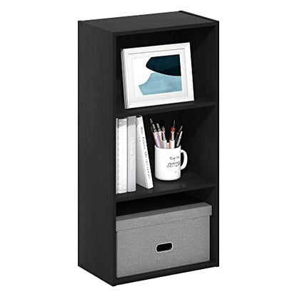 Furinno LUDER 3-Tier Book Shelf, Open Shelves Bookshelf, Blackwood | 9 x 16 x 31.4, Closed Back, Modern Bookcase, for Living Room, Bedroom, Home Office - color: Blackwood, size: 3-Tier, 9.3 x 16 x 31.4