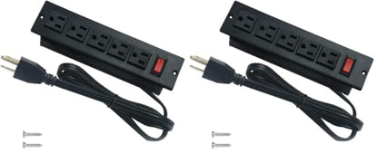 Desk Outlets Recessed Power Strip Without USB Ports Mountable Power Strip Under Desk Power Charging Station with 5AC Outlets Black (Pack of 2) - size: 5 AC Outlet (Pack of 2)