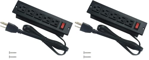 Desk Outlets Recessed Power Strip Without USB Ports Mountable Power Strip Under Desk Power Charging Station with 5AC Outlets Black (Pack of 2) - size: 5 AC Outlet (Pack of 2)
