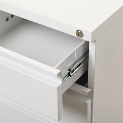 Pemberly Row 3 Drawers 27.75" Vertical White Metal Filing Cabinet Lockable Pre-Assembled Stationary Letter Size for Home, Office - color: White