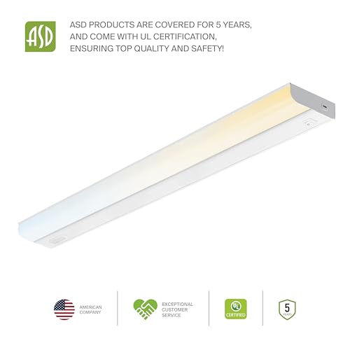 ASD LED Under Cabinet Lighting Hardwired, 32 Inch 16W 2700K-5000K Selectable, 1436LM, CRI90+, Direct Wire Linkable Under Counter Lights for Kitchen, Dimmable Under Cabinet Lights, White, UL, 12 Pack - color: 32 Inch White, size: 12 Pack