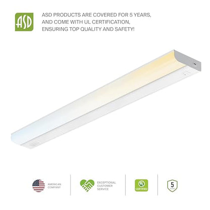 ASD LED Under Cabinet Lighting Hardwired, 32 Inch 16W 2700K-5000K Selectable, 1436LM, CRI90+, Direct Wire Linkable Under Counter Lights for Kitchen, Dimmable Under Cabinet Lights, White, UL, 12 Pack - color: 32 Inch White, size: 12 Pack