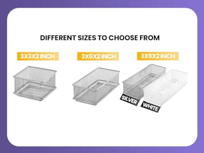 Ybm Home Silver Mesh Drawer Cabinet and or Shelf Organizer Bins, School Supply Holder Office Desktop Organizer Basket 1592s (1, 3x12x2 Inch) - size: 3x12x2 Inch