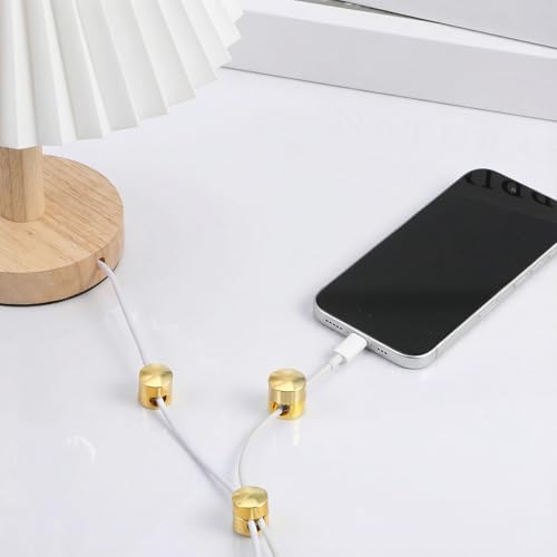 Cable Anchors Desk, 3 Sets Gold Adhesive Phone Charger Holders for Cords Adjustable Wire Organizers Gold Cord Management Clips Nightstand Office Swag Hook for Chandelier Ceiling Lights Cable