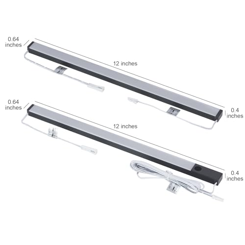 LUMILAND 3 Pcs 12-inch Led Under Cabinet Lighting Plug-in with Hand Wave, Dimmable 6000K Cold White Under Counter Lights Linkable with Memory Function for Kitchen - size: 3 Pack