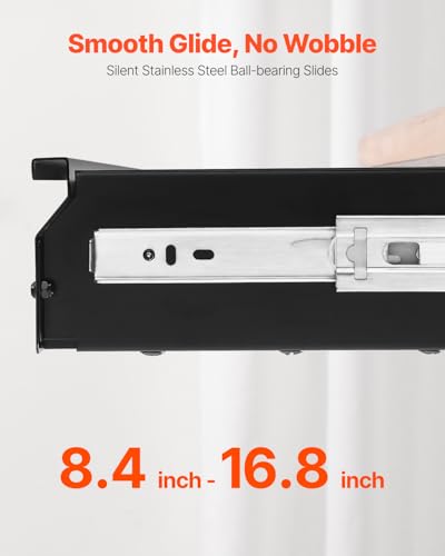VEVOR Under Desk Drawer Slide Out, 33inch Under Desk Mounted Pull-out Drawer Attachment, Hidden Under Counter Drawers for office Home Sit Stand Workstation, Black - size: 33inch