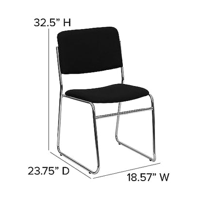 Flash Furniture Hercules Fabric Stackable Chair, Black, 5-Pack | Chrome Sled Base, Fabric Upholstery, 500 LBS. Weight Capacity - color: Black Fabric/Chrome Frame, size: Set of 5
