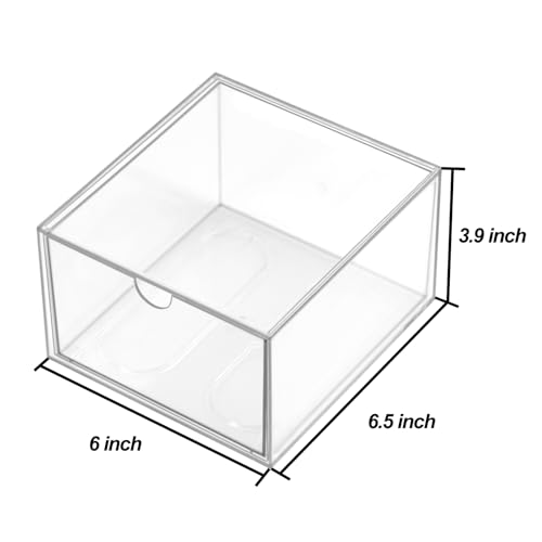 Clear Drawer, Arclic Box, Makeup Organizer Container, 6,5" Storage Drawer for Bathroom Dresser Vainty, Tissue Dryer Sheet Holder Disposable Face Towels Organizer, Light Gray - style: 1 Drawer