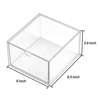 Clear Drawer, Arclic Box, Makeup Organizer Container, 6,5" Storage Drawer for Bathroom Dresser Vainty, Tissue Dryer Sheet Holder Disposable Face Towels Organizer, Light Gray - style: 1 Drawer