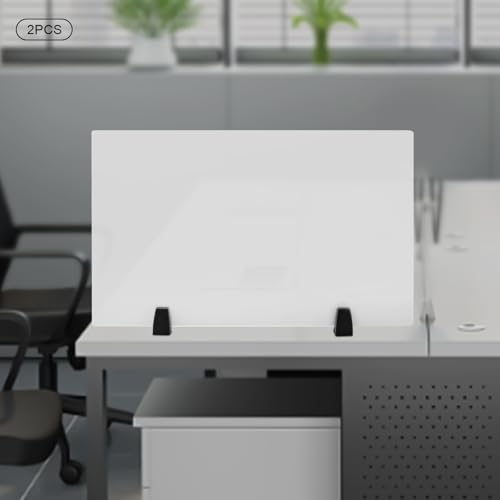 Dual Frosted Plexiglass Clamp-on Desk Privacy Panels, Acrylic Desk Dividers, Office Partitions, Pack of 2 | 30 x 18 inch
