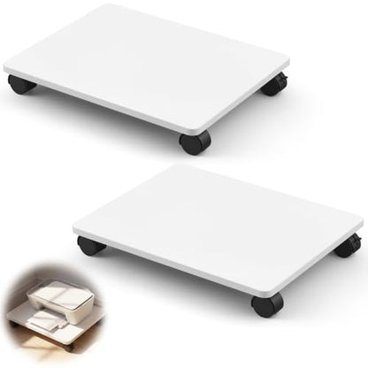 Beeveer 2 Pcs White Under Desk Printer Stand 20 x 16 x 3.2 Inches - color: White, size: 20 x 16 x 3.2 Inches