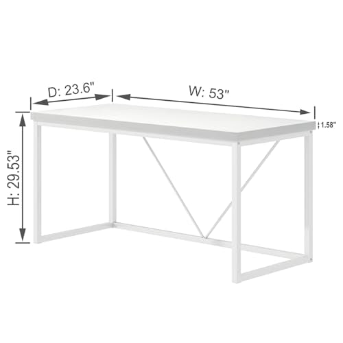 EXCEFUR Home Office Desk, Modern Wood Computer Desk, Wood Study Writing Table, Simple Gaming Executive Desk Workstation for Bedroom Living Room, White, 53 inch - color: White Oak, size: 53 inch