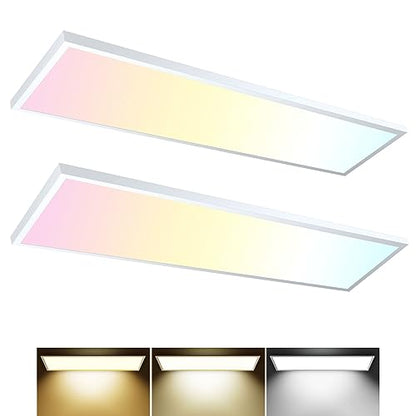 AIKVSXER 2 Pack 1x4 LED Flat Panel Light Surface Mount White, 5500LM 50W - color: White, size: 1x4FT 2PACK