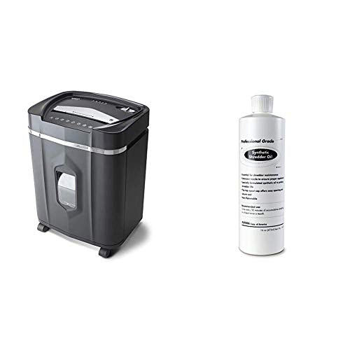 Aurora AU1640XA Anti-Jam 16 Sheet Crosscut Paper/CD and Credit Card/ 5 Gal Pullout Basket Shredder, 30 Minutes Continuous Run Time and Aurora SL16 Professional Grade Synthetic Shredder Oil, 16 Oz Flip-Top Leak Proof Bottle