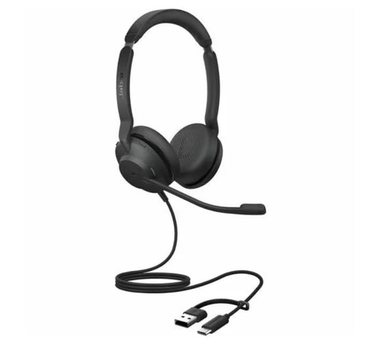 Jabra Evolve2 30 SE (2025 Version) Wired Dual-Ear Headphones with Microphone for Work – Computer Headset - USB-A and USB-C Cable - Microsoft Teams Certified - Goes with All Meeting Platforms – Black - color: Black, style: Teams Certified
