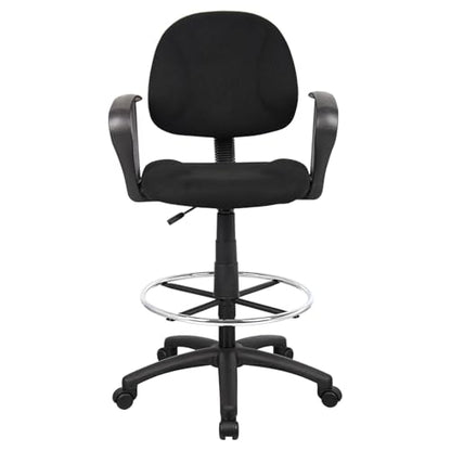 Ergonomic Drafting Chair Black Mid Back Swivel Tall Task Stool Adjustable Foot Ring Loop Arms Mesh Back High Desk Seat for Studio Reception Counter Home Office Lab Architect Workstation