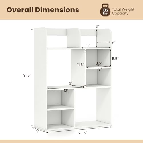 Giantex 3-Tier Desktop Bookshelf, 23.5" Desk Hutch Dorm with 8 Open Storage Cubes, Desk Organizer Shelf for Computer Desk, White Desk Shelves for Home Office College Dressing Tabletop