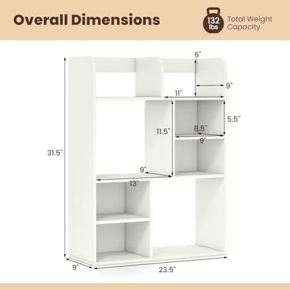 Giantex 3-Tier Desktop Bookshelf, 23.5" Desk Hutch Dorm with 8 Open Storage Cubes, Desk Organizer Shelf for Computer Desk, White Desk Shelves for Home Office College Dressing Tabletop