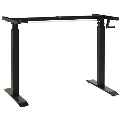 SKM Manual Height Adjustable Standing Desk Frame Hand Crank Black (Weight-19KG)