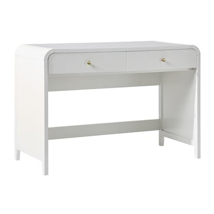 Walker Edison Zoey Modern Curve Design Writing Desk with Drawer, 45 Inch, White - color: White