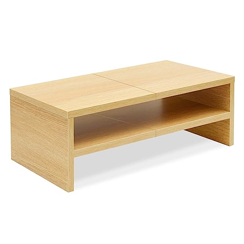 TEAMIX 20 inch Monitor Riser Stand - 2 Tiers, Wood Desktop Bookshelf, Maple - color: Natural Maple, size: 20 x 9.5 x 6.7 inches