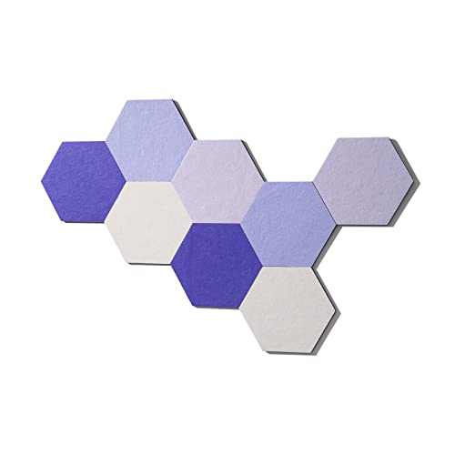 LAJAR 8 Pcs Self Adhesive Large Felt Bulletin Board Tiles | Hexagon Color Felt Pin Board Wall Tiles for Photos, Pictures, Memos - color: Purple
