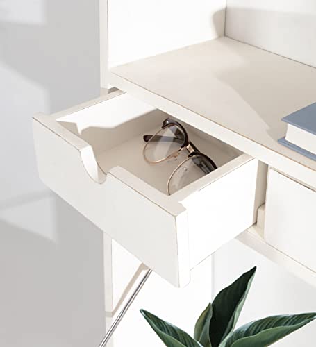 Kate and Laurel Georgie Rustic Wood Floating Desk; 26 x 6 x 30; White; Transitional Computer Desk for Home Office with Folding Design - color: White