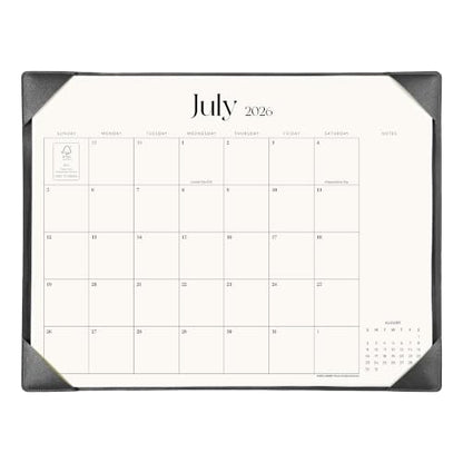 Simplified Desk Calendar 2026 with Desktop Mat, Cabbrix Large Desk Pad Calendar 21" x 16-1/2" January 2026 to June 2027, Desk Blotter Calendar for Home School and Office (Dark Black) - color: Dark Black