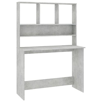 Desk with Shelves, 43.3x17.7x61.8 Inch Engineered Wood Desk, Vertical Storage for Small Spaces, Organize Folders Documents and PC Equipment - color: Concrete Gray