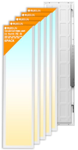 6 Pack 1x4 LED Flat Panel Lights with 5CCT Selectable, 5040LM, ETL | 40W/35W/30W/25W/20W,6500K/5000K/4000K/3500K/3000K,0-10V Dimmable, LED Drop Ceiling Fixtures for Office Meeting Classroom - size: 1x4FT 6PACK