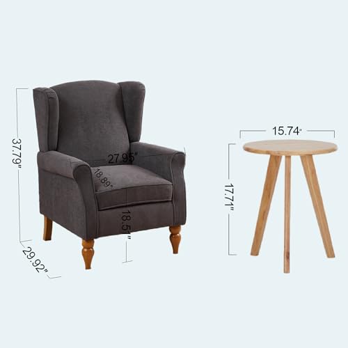 Mid-Century High Wingback Chair Set of 2,Modern Fabric Accent Chair Armchair with Solid Wood Coffee Table Set,Leisure Single Sofa Chair for Living Room,Club,Home Reception,Antique Dark Grey - color: Antique Dark Grey Set of 2